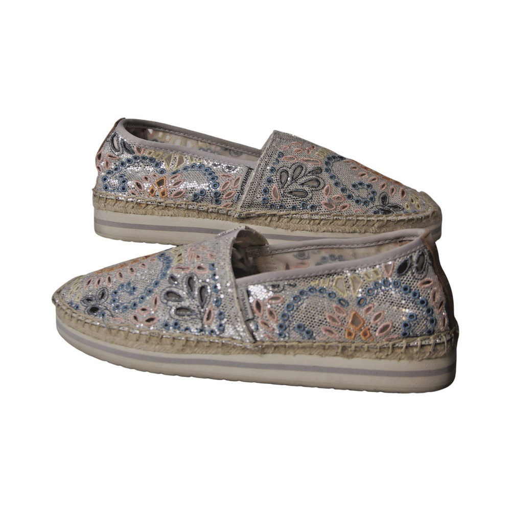 JOY & MARIO METALLIC EMBROIDERED ESPADRILLES WOMEN’S 7.5 PLATFORM SLIP-ON - Picture 3 of 9